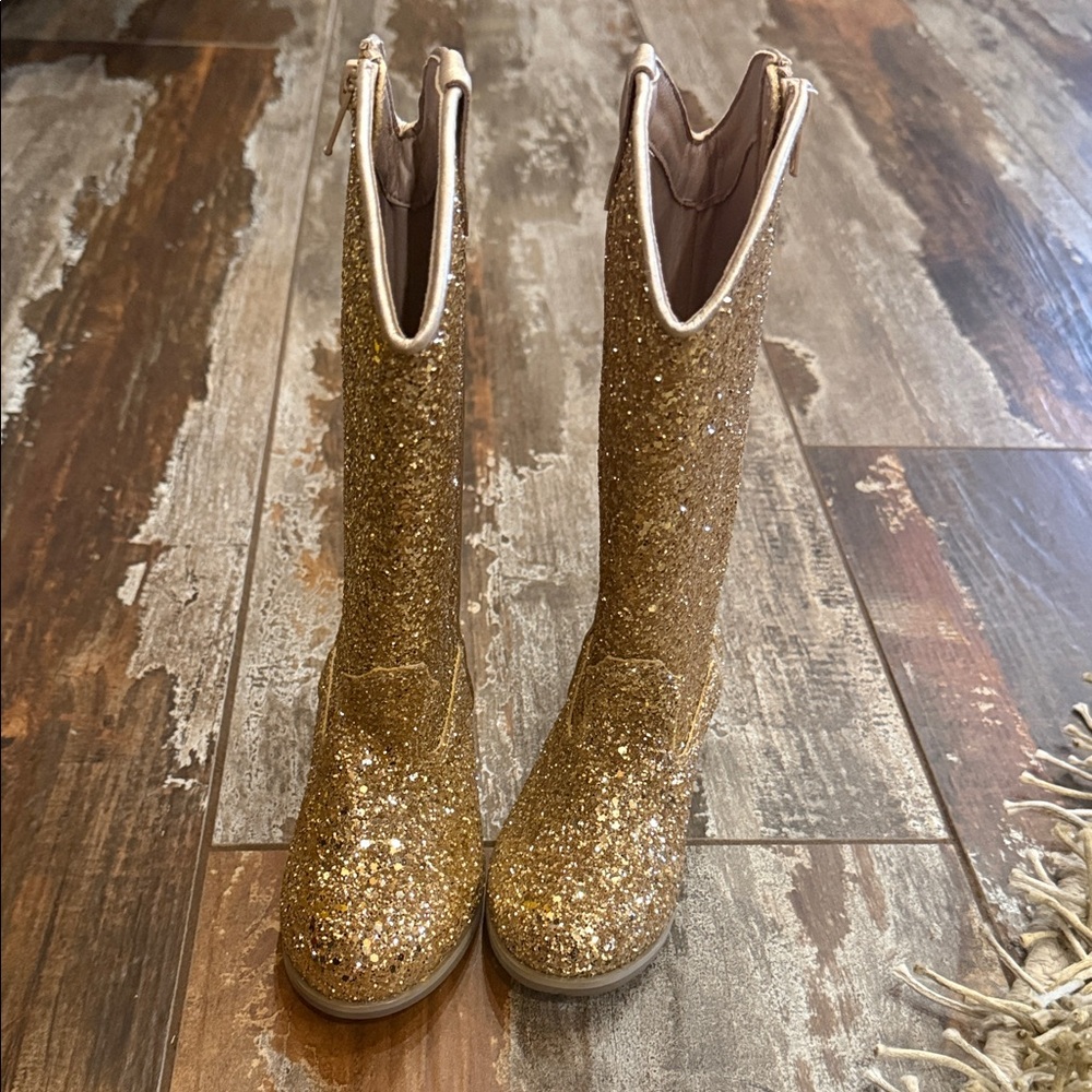 Glittery Gold Kids Boots